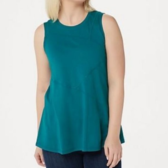 LOGO by Lori Goldstein Tops - LOGO Cotton Modal Tank with Seam Detail 4657
